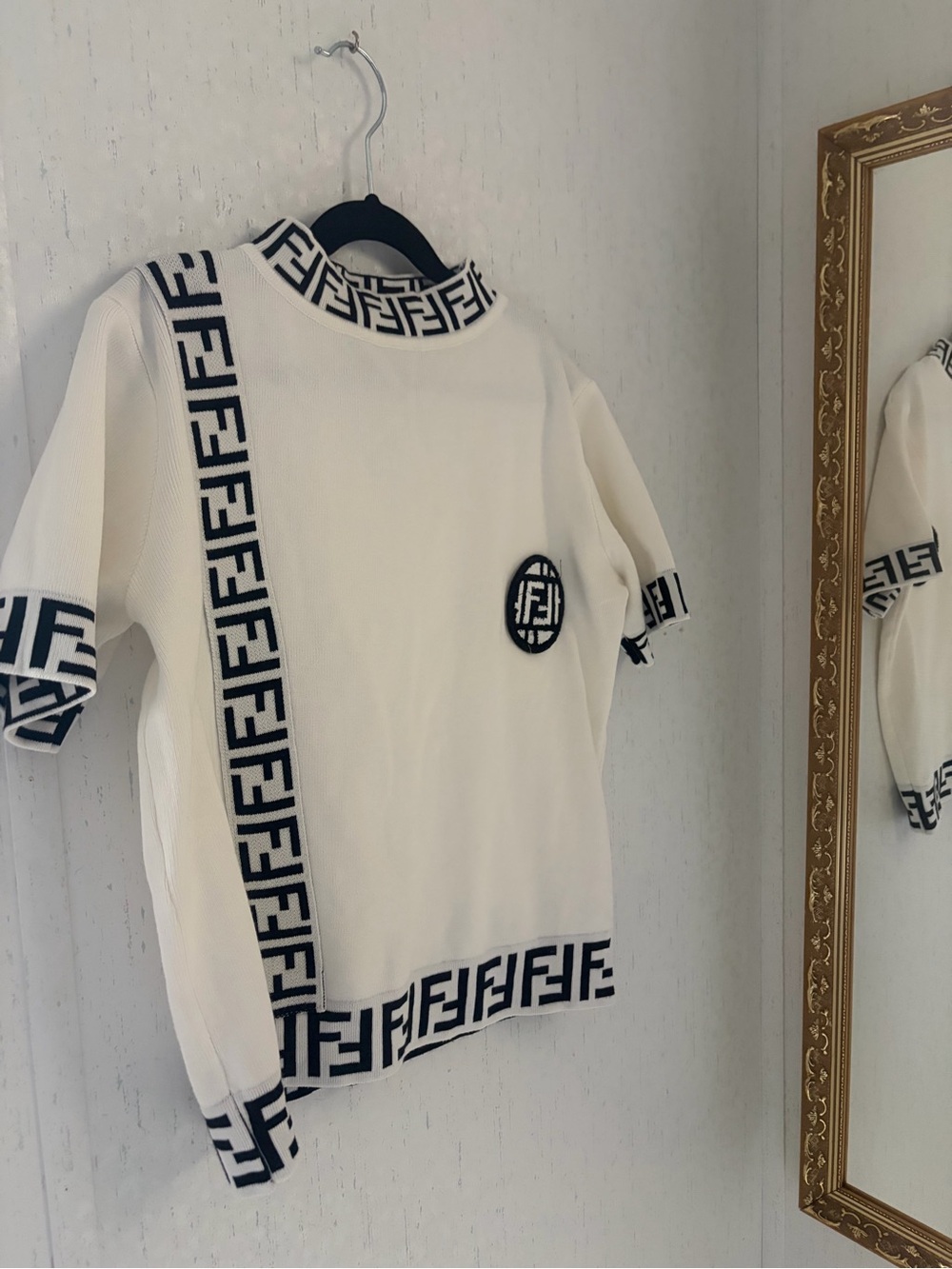 Fendi White Zucca Monogram Knit Sweater